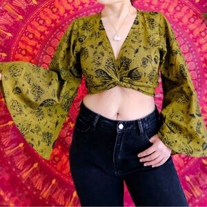 NWT Celestial Cotton Wrap Top by Karma Nepal Crafts free size witchy festival